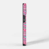 Roze en Turquoise Aztec Chevron Aangepaste Monogra iPhone Hoesje (Rechterkant)