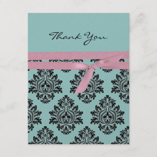 Roze en turquoise baby shower Dank u wel 4.25x5.5 Bedankkaart