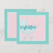 Roze en turquoise baby shower uitnodigingen (Voorkant / Achterkant)