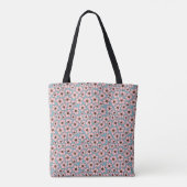 Roze en turquoise blauwe bloemendruk tote bag (Achterkant)