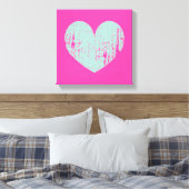 Roze en turquoise blauwe hartsymbool canvasprint canvas afdruk (Insitu (Slaapkamer))