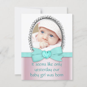 Roze en turquoise blauwe Sweet 16-feest Kaart