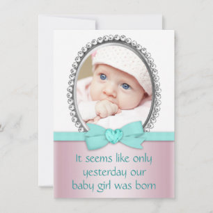 Roze en turquoise blauwe Sweet 16-feest Kaart