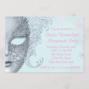 Roze en turquoise blauwe Winter Wonderland Feest Kaart