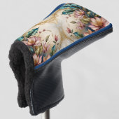 Roze en turquoise bloemenschoonheid op beige golfheadcover (3/4 voorkant)