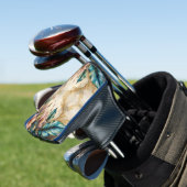 Roze en turquoise bloemenschoonheid op beige golfheadcover (Insitu)