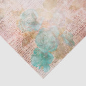 Roze en turquoise bloemmotieven ephemera tissuepapier (Detail)