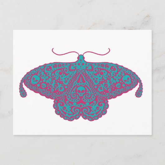 roze en turquoise briefkaart (Voorkant)