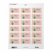 Roze en turquoise cactus Zuidwest-Amerikaans adres Etiket (Full Sheet)