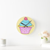 Roze en Turquoise Cupcake Clock Ronde Klok (Huis)