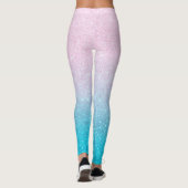 Roze en Turquoise Faux Glitter Ombre Leggings (Achterkant)