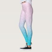 Roze en Turquoise Faux Glitter Ombre Leggings (Links)