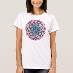 Roze en Turquoise Floral Mandala T-shirt