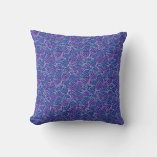 Roze en turquoise gestileerde bladeren blauw Patro Kussen
