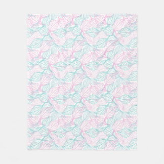 Roze en turquoise gestileerde bladeren wit Patroon Fleece Deken