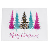 Roze en Turquoise Glam Kerstmis Groot Cadeauzakje (Voorkant)