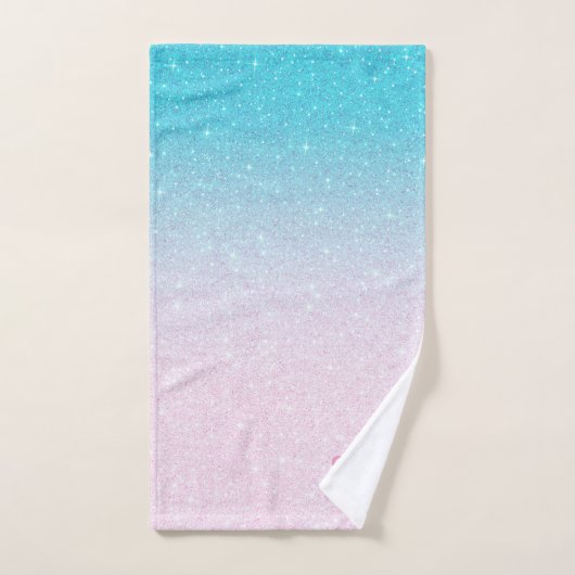 Roze en Turquoise Glitter Ombre Bad Handdoek (Handdoek)
