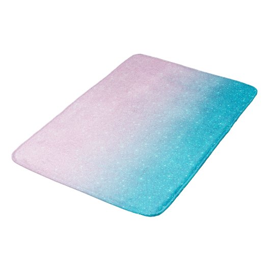 Roze en Turquoise Glitter Ombre Badmat (Gekanteld)