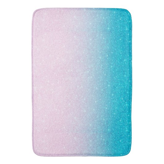 Roze en Turquoise Glitter Ombre Badmat (Voorkant Verticaal)