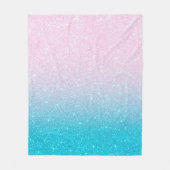 Roze en Turquoise Glitter Ombre Fleece Deken (Voorkant)