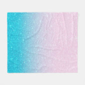 Roze en Turquoise Glitter Ombre Fleece Deken (Voorkant (Horizontaal))