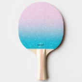 Roze en Turquoise Glitter Ombre Tafeltennisbatje (Achterkant)