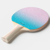 Roze en Turquoise Glitter Ombre Tafeltennisbatje (Voorkant Gekanteld)