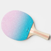 Roze en Turquoise Glitter Ombre Tafeltennisbatje (Zijkant)