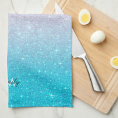 Roze en Turquoise Glitter Ombre Theedoek (Quarter Fold)