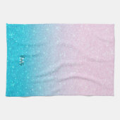 Roze en Turquoise Glitter Ombre Theedoek (Horizontaal)