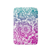 Roze en Turquoise gradiënt Floral Damask Badmat (Voorkant Verticaal)