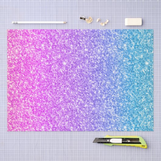 Roze en Turquoise gradiënt Glitter Afdrukken Tissuepapier (Craft)