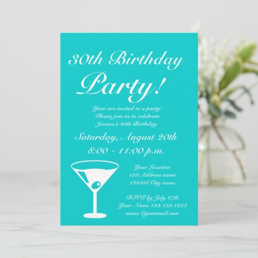 Roze en turquoise Houd rustig op uitnodiging van a (Staand voorkant)