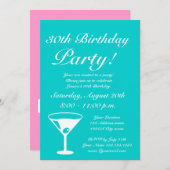 Roze en turquoise Houd rustig op uitnodiging van a (Voorkant / Achterkant)