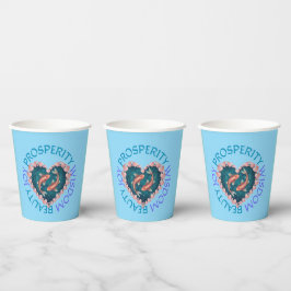 Roze en turquoise koi papieren bekers