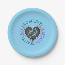 Roze en Turquoise Koi Papieren Bordje