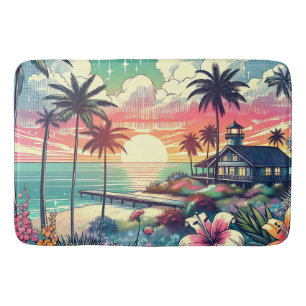  Roze en Turquoise Kust Badmat