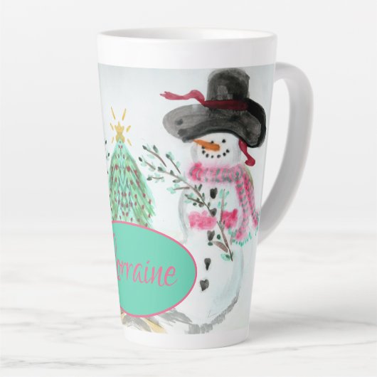 Roze en Turquoise Latte Mok (Rechterhoek)