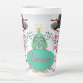 Roze en Turquoise Latte Mok (Voorkant)