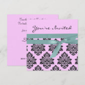 Roze en turquoise linen Twin baby shower nodigen Kaart (Voorkant / Achterkant)