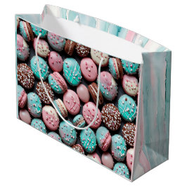 Roze en turquoise Macaron Verjaardag Groot Cadeauzakje