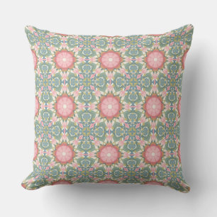 Roze en turquoise mandala boho kussen