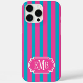 Roze en turquoise monogram gestreepte hoes