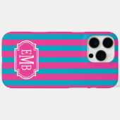 Roze en turquoise monogram gestreepte hoes (Achterkant (horizontaal))