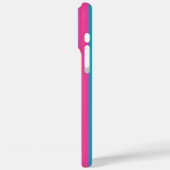 Roze en turquoise monogram gestreepte hoes (Achterkant / Links)