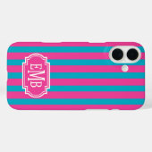 Roze en turquoise monogram gestreepte hoes (Achterkant (horizontaal))
