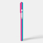 Roze en turquoise monogram gestreepte hoes (Achterkant / Links)