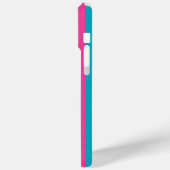 Roze en turquoise monogram strepen Case-Mate iPhone case (Achterkant / Links)