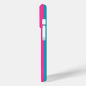 Roze en turquoise monogram strepen Case-Mate iPhone case (Achterkant / Links)