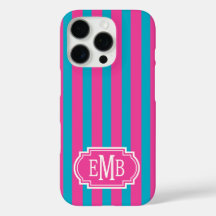Roze en turquoise monogram strepen
